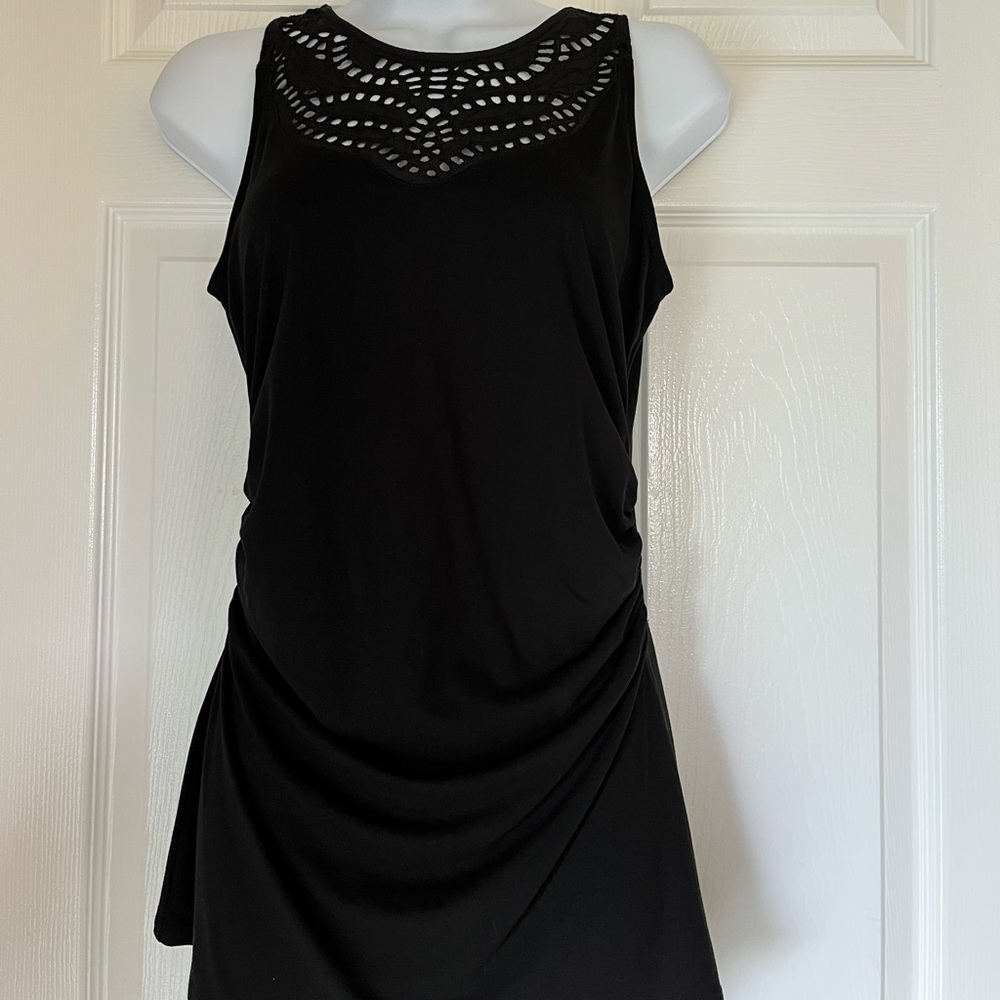 WHBM Black Cut Out Detail Top